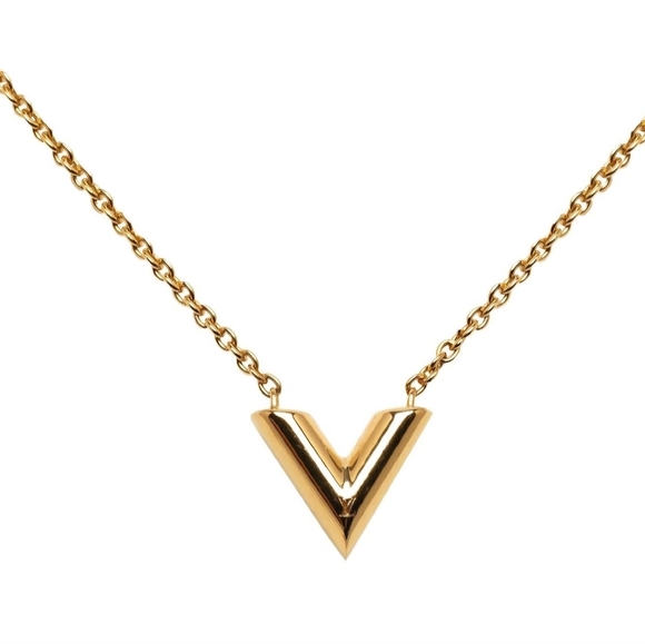 AUTHENTIC LOUIS VUITTON GOLD TONE V NECKLACE - Picture 5 of 8